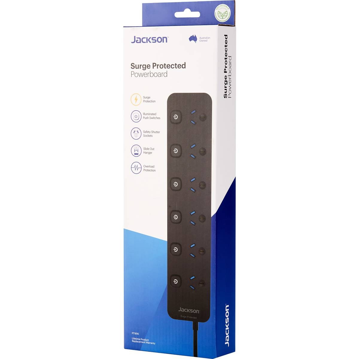 Jackson Switched Surge Protected Powerboard With 1 Metre Lead