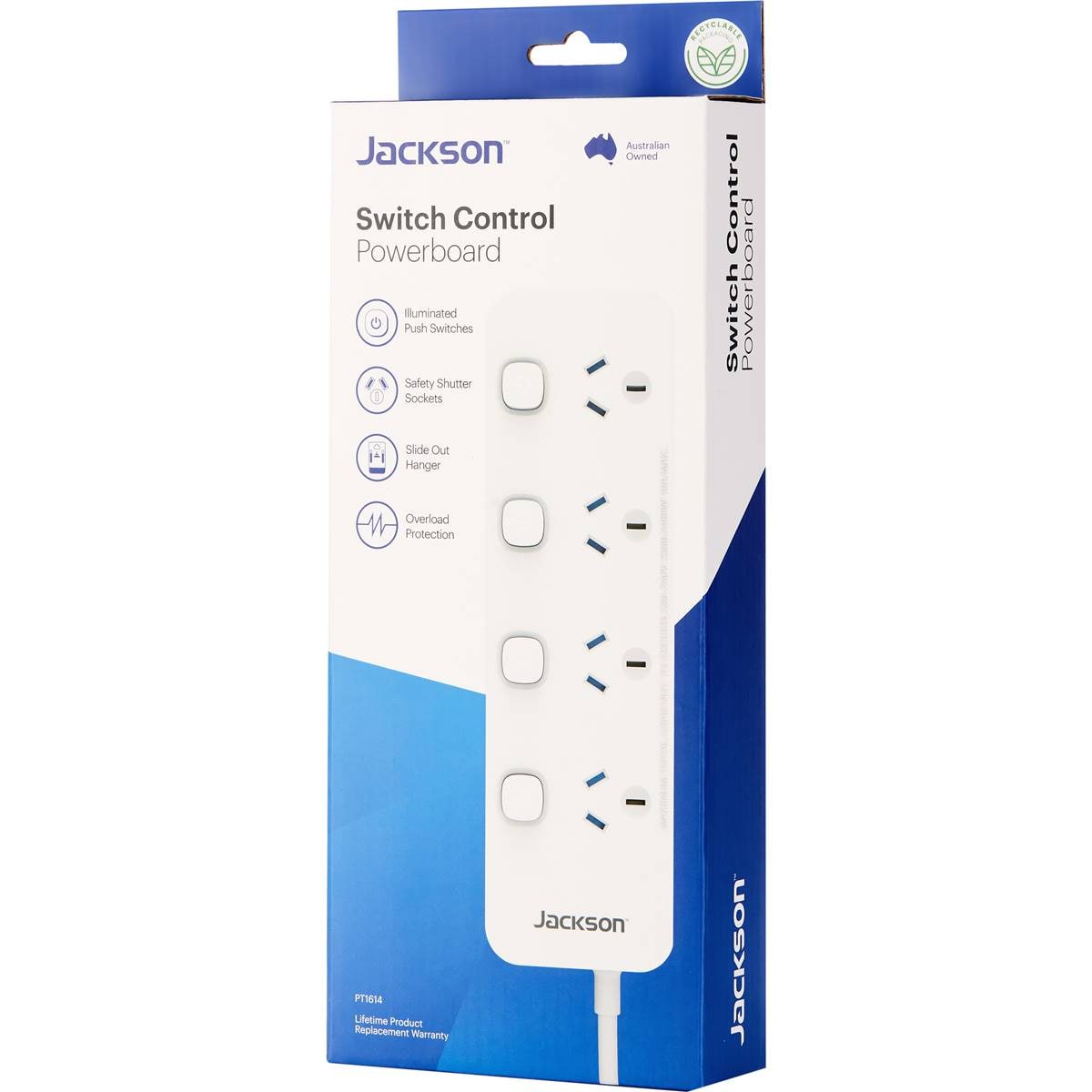 Jackson 4 Outlet Individually Switched Powerboard With 1 Metre Lead