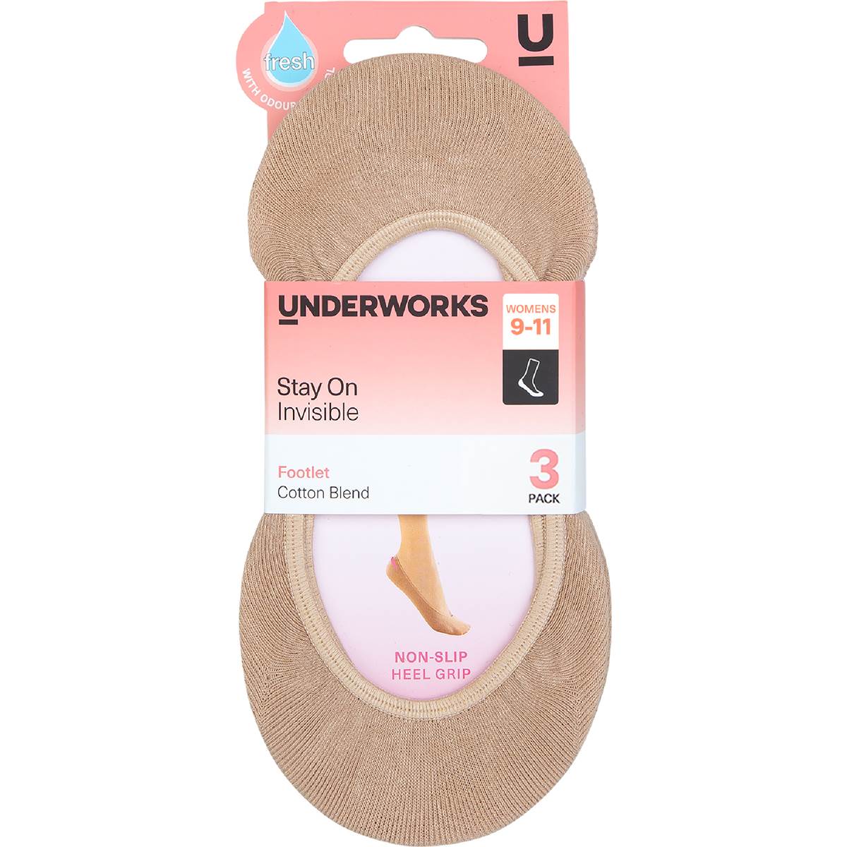 Underworks Ladies Invisible Footlets Nude 9-11