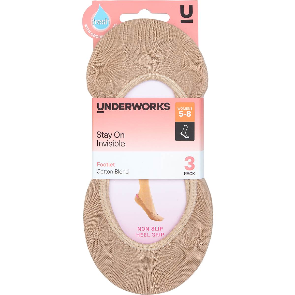 Underworks Ladies Invisible Footlets Nude 5-8