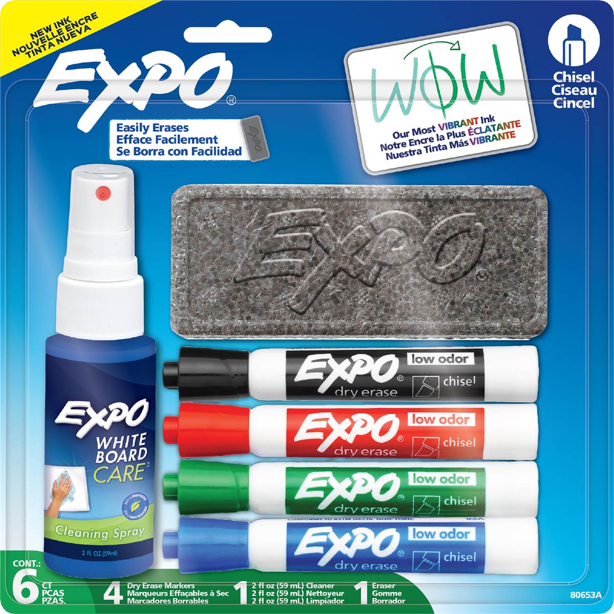 Expo Whiteboard Marker Pens Chisel Tip Starter Set 6 pack