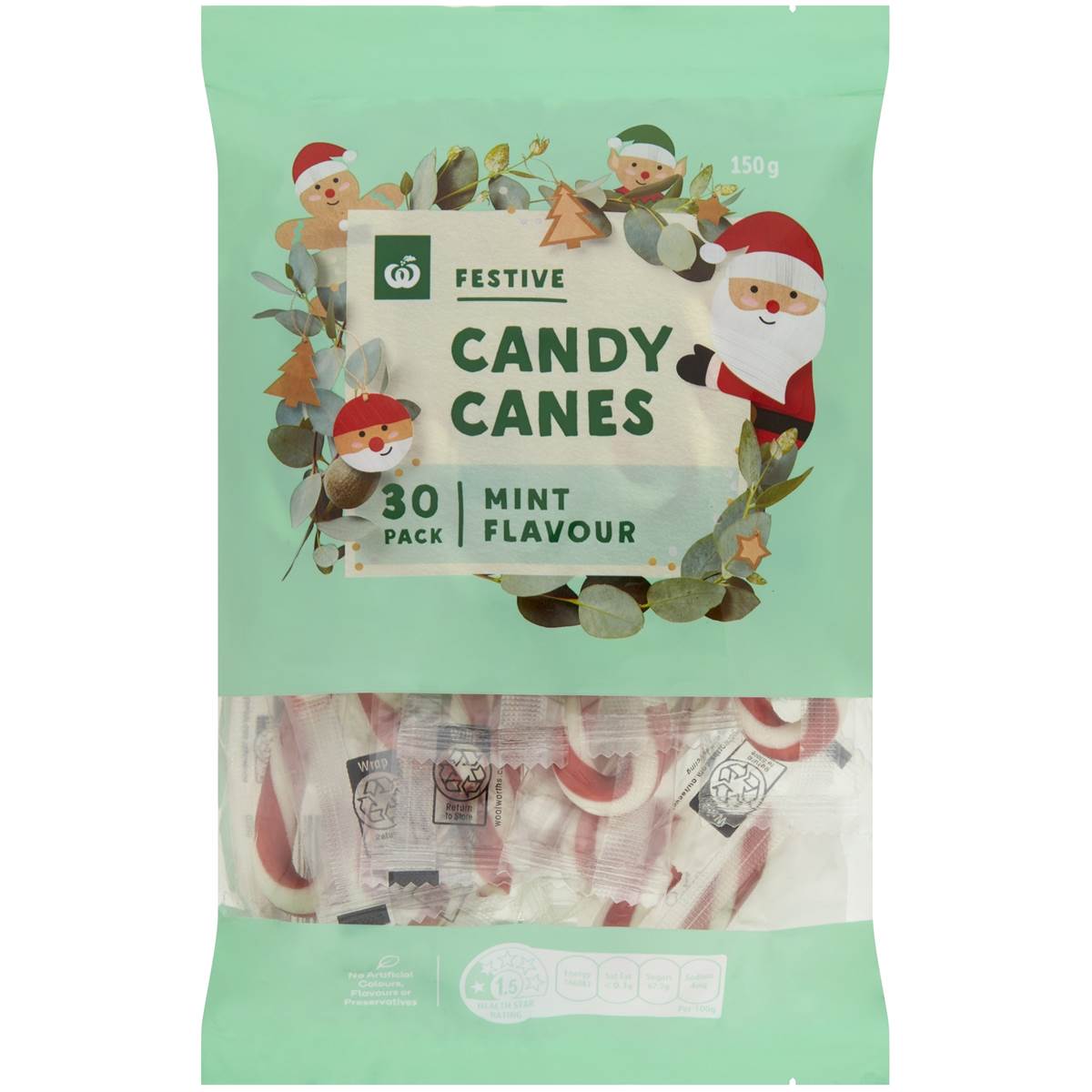 397 calories in Woolworths Mini Candy Cane Assorted Strawberry & Peach