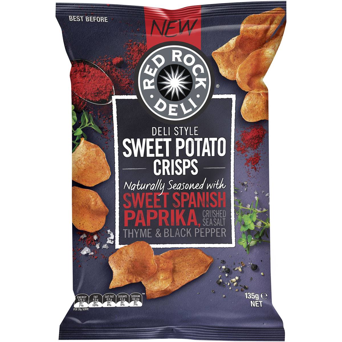 Red Rock Deli Chips Sweet Potato & Paprika 135g Woolworths