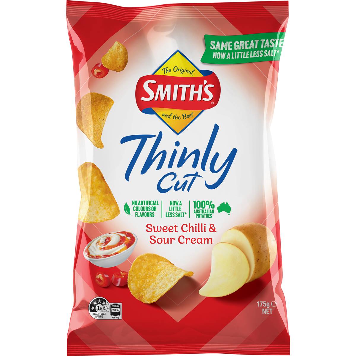 Calories in Smith's Thinly Cut Potato Chips Sweet Chilli & Sour Cream