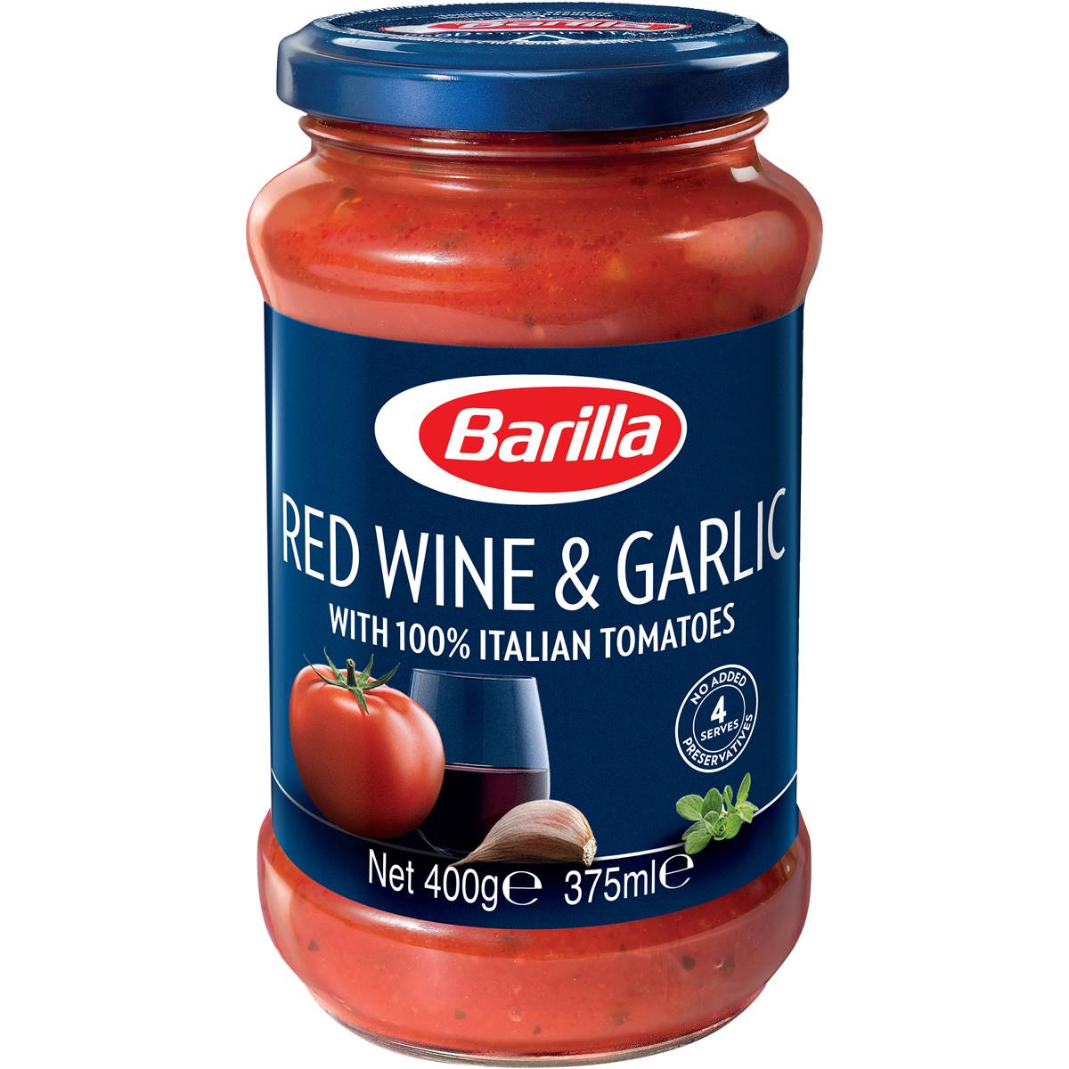 Calories in Barilla Red Wine And Garlic Pasta Sauce