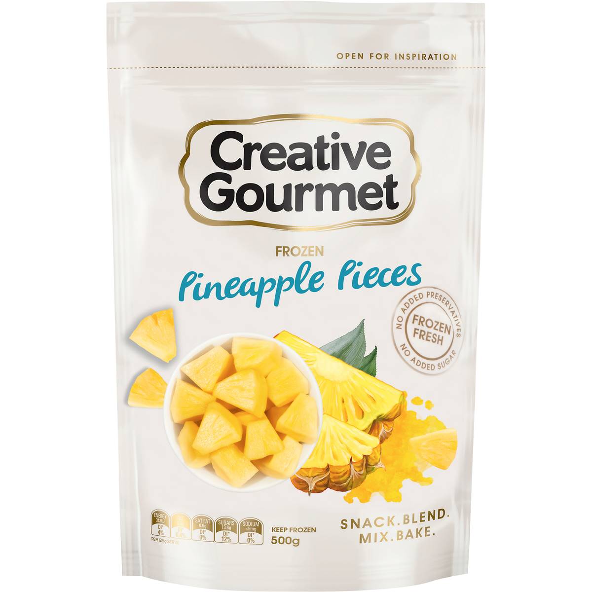 Calories in Creative Gourmet Frozen Pineapple Pieces calcount