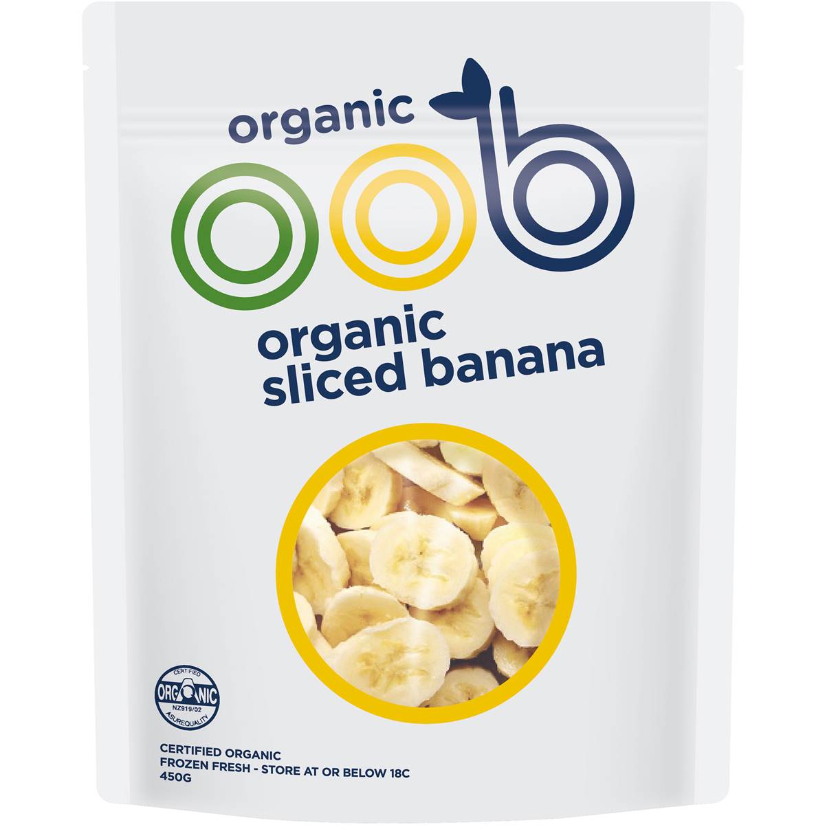 Calories in Oob Frozen Sliced Banana Organic calcount