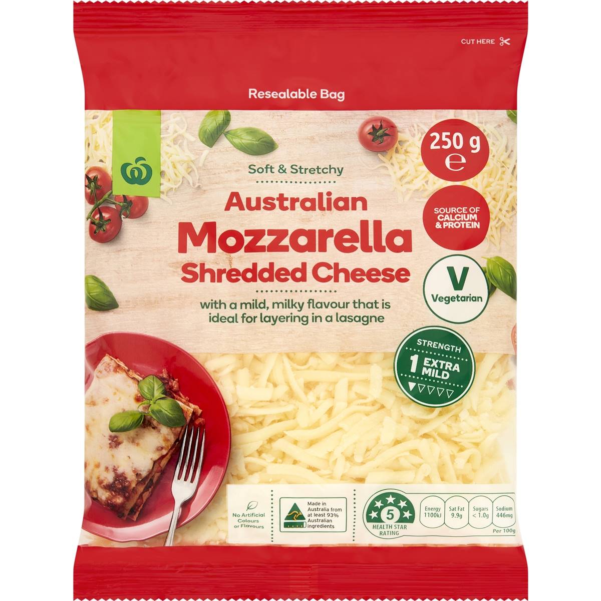 Calories in Woolworths Mozzarella Shredded Cheese calcount