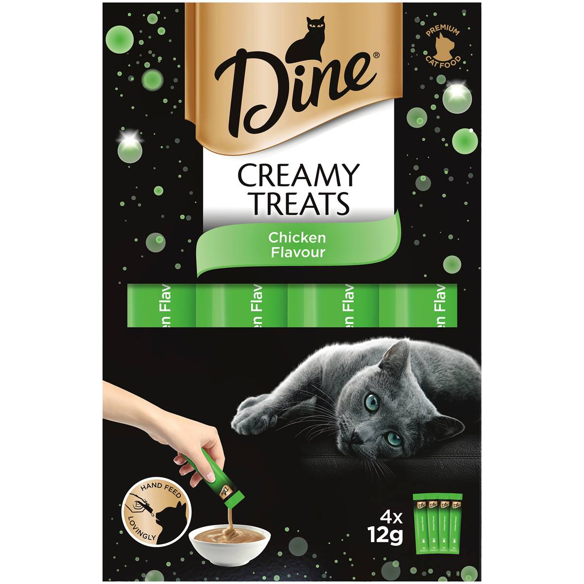 Dine Cat Creamy Treats Chicken Flavour Sachets 12g x 4 pack