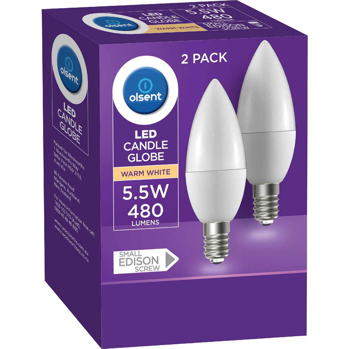 Olsent Led Candle Ses 5.5W 480Lm Ww