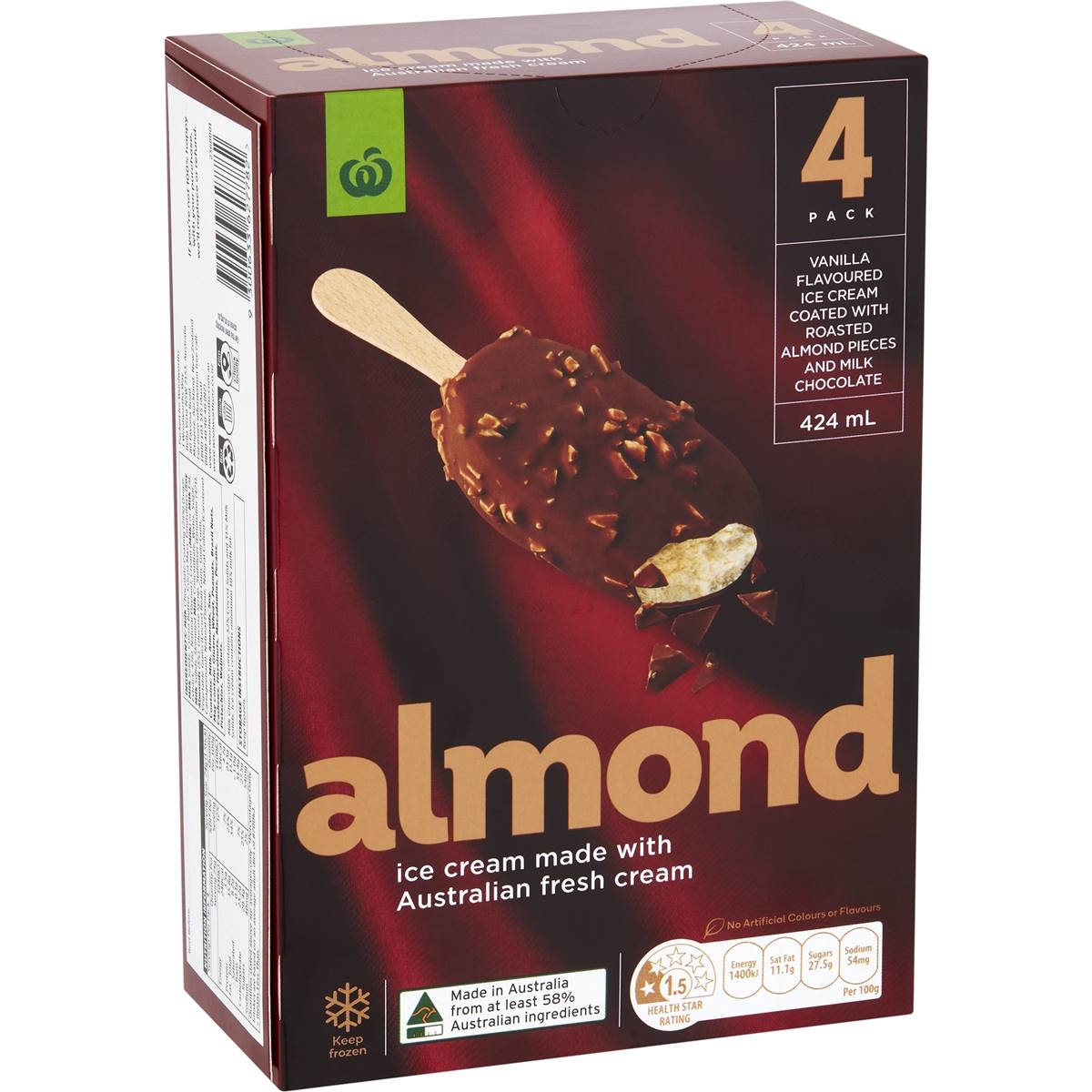 Calories in Woolworths Almond Ice Cream Sticks calcount