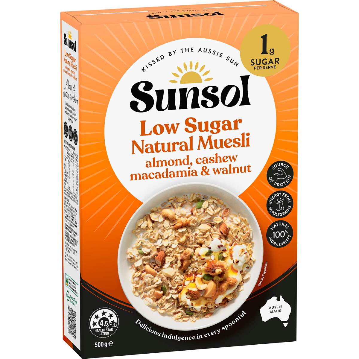 Sunsol Natural Muesli Almond Cashew Macadamia & Walnut 500g