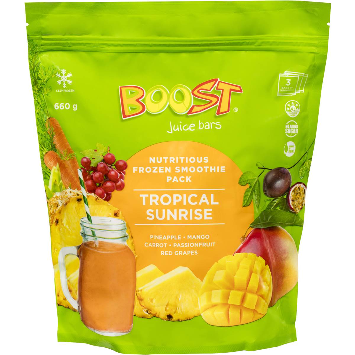 Calories in Boost Smoothie Mix Tropical Sunrise calcount