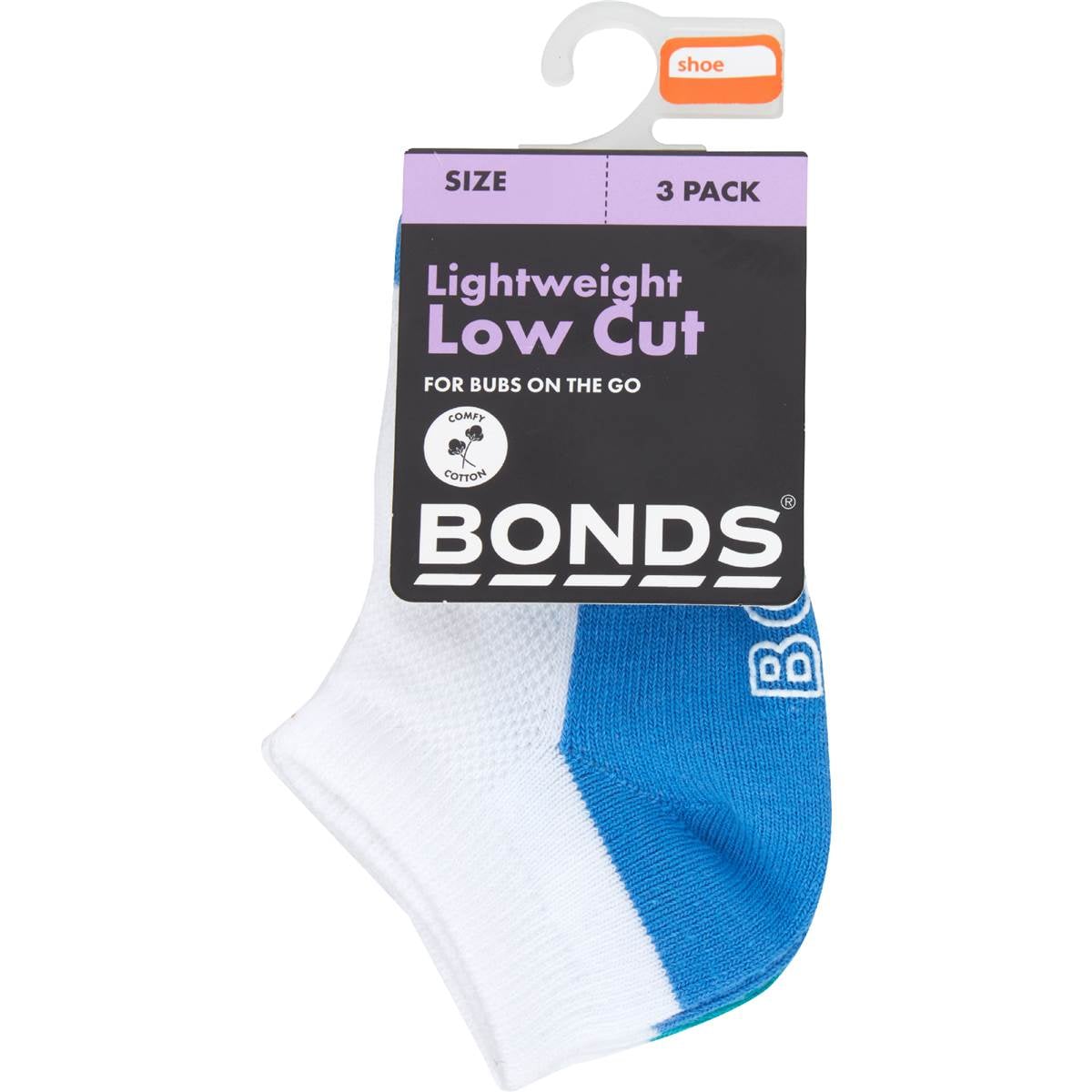 Bonds Baby Logo Light Low Cut Size 6-12M & 1-2Y 3 pack