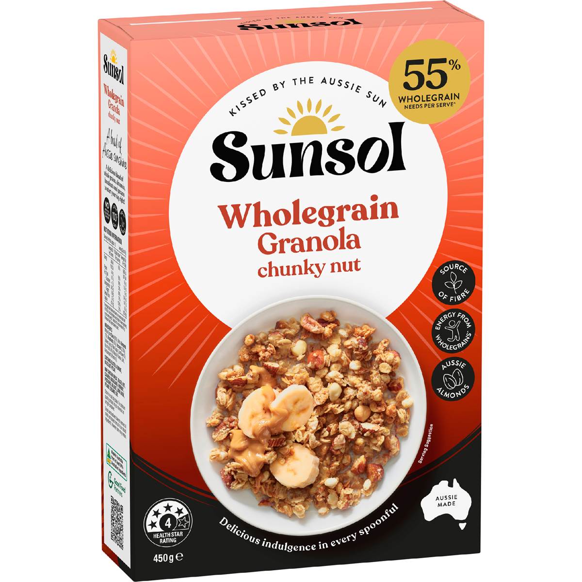Sunsol Wholegrain Granola Chunky Nut 450g