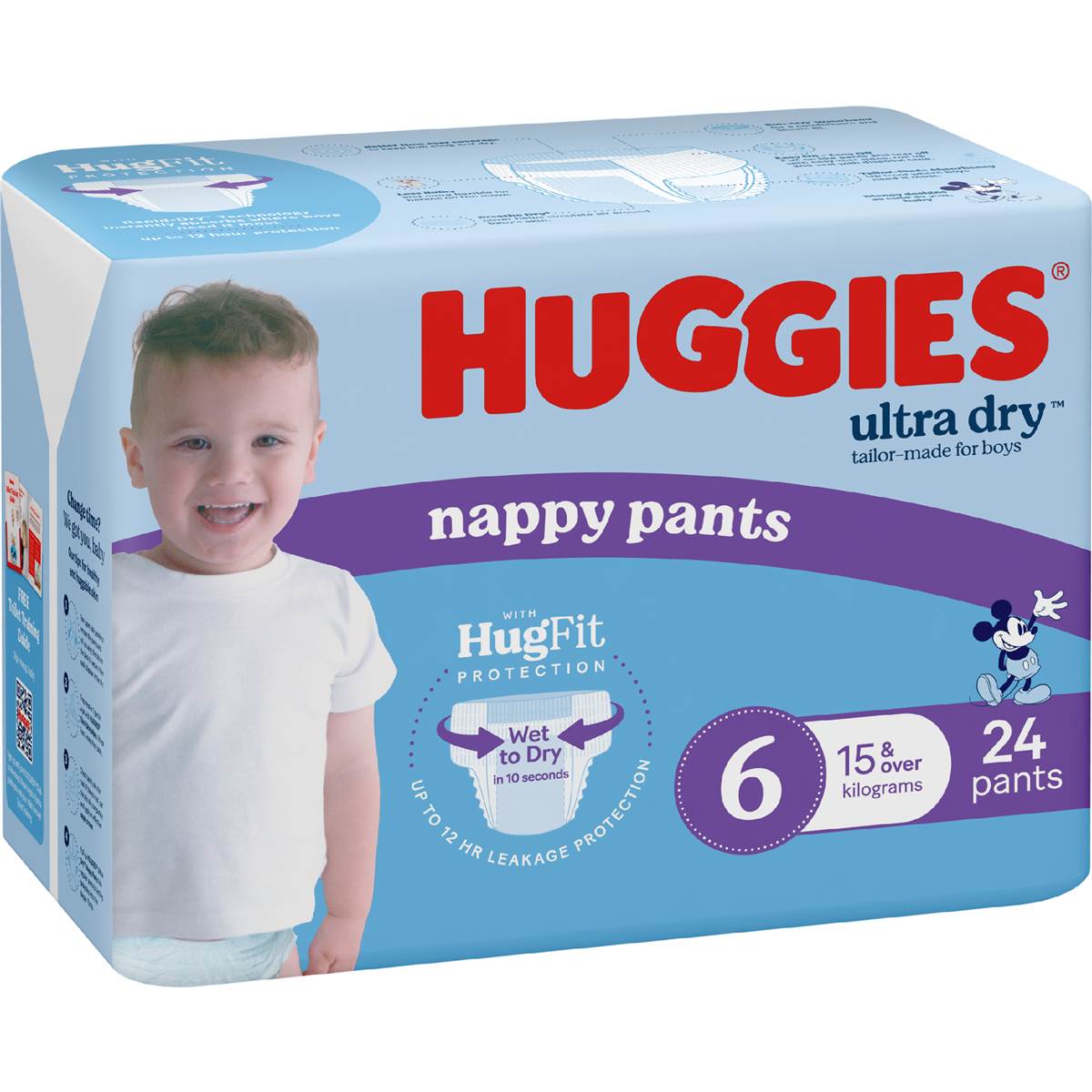 Huggies Ultra Dry Nappy Pants Boys Size 6 (15kg+) 24 pack