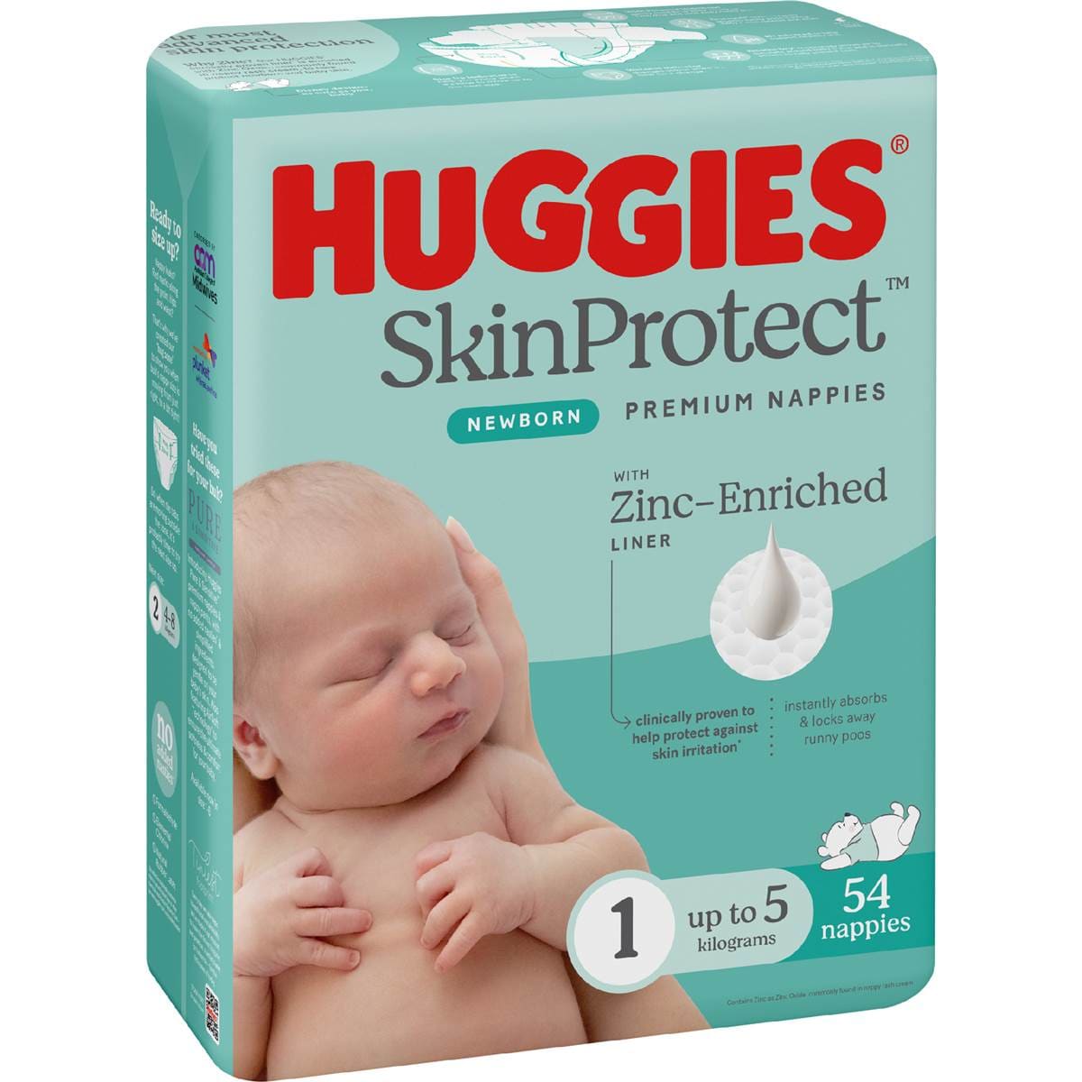 Huggies Newborn Nappies Size 1 (up to 5kg) 54 pack