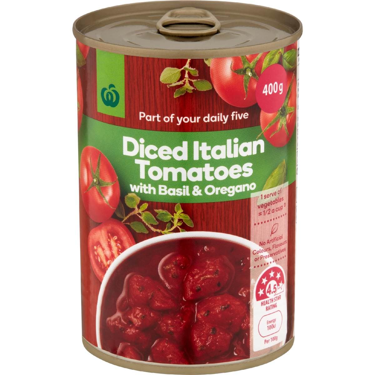 Woolworths Diced Italian Tomatoes Basil & Oregano