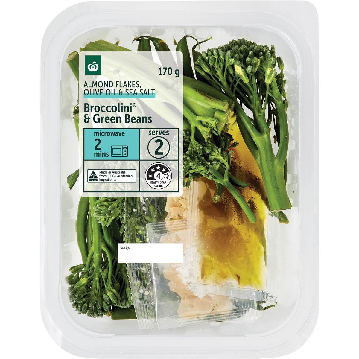 Woolworths Broccolini & Green Beans With Almond Flakes 170g