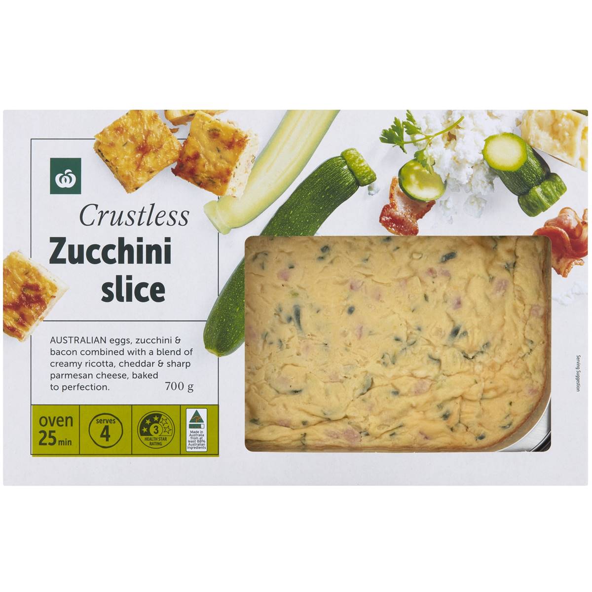 Calories in Coles Kitchen Zucchini Slice calcount