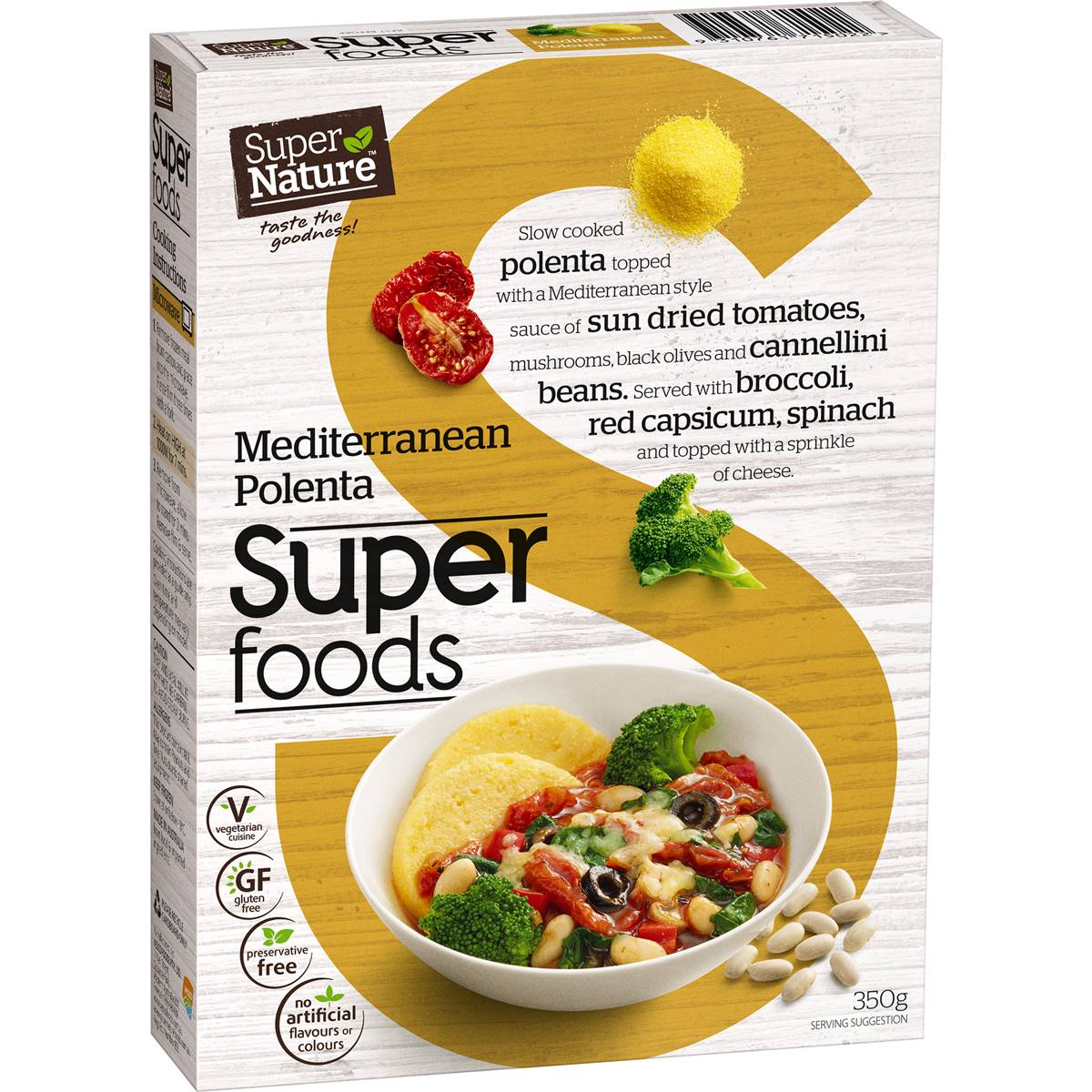 Calories in Super Nature Super Foods Mediterranean Polenta Frozen Meal