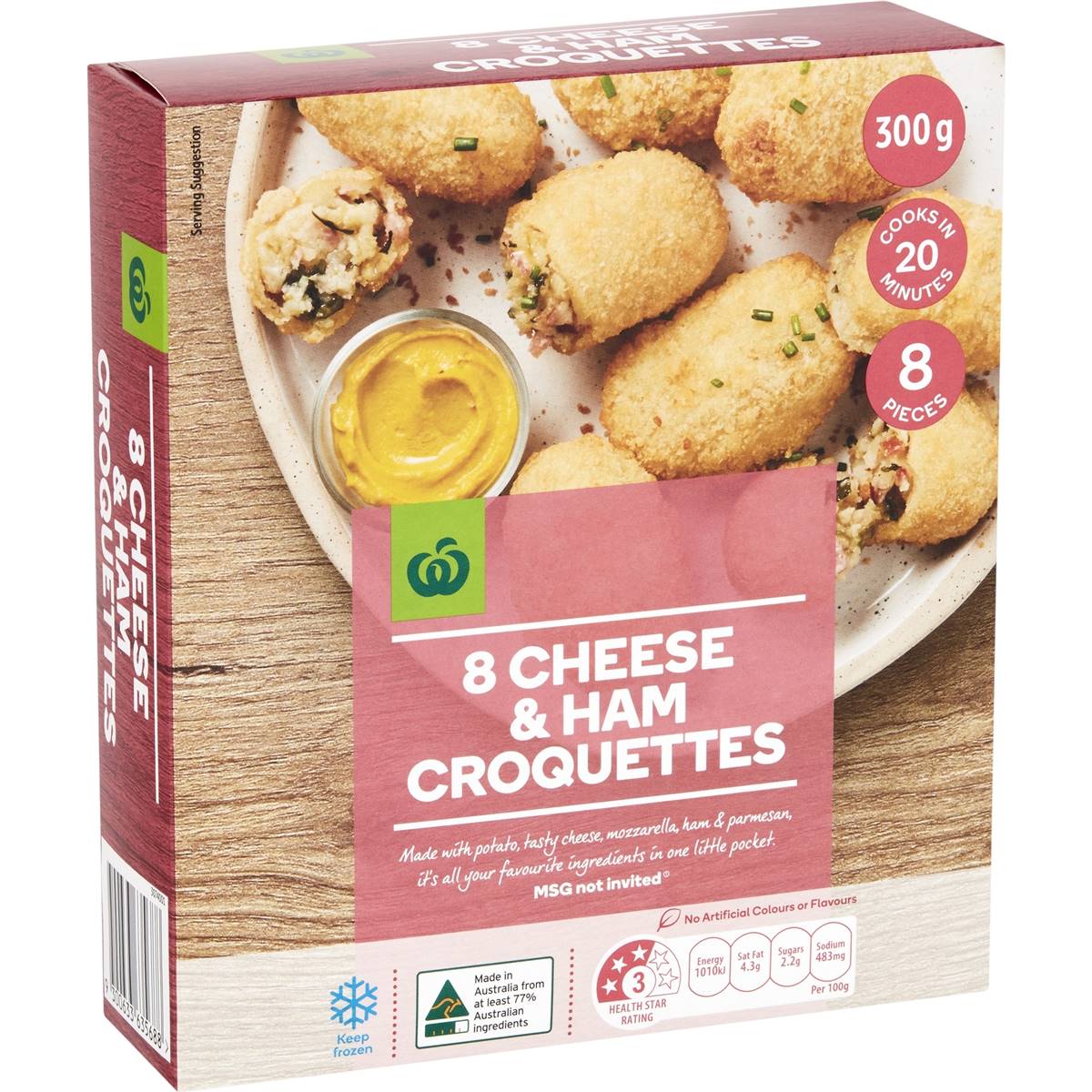 Calories in Woolworths Cheese & Ham Croquettes calcount
