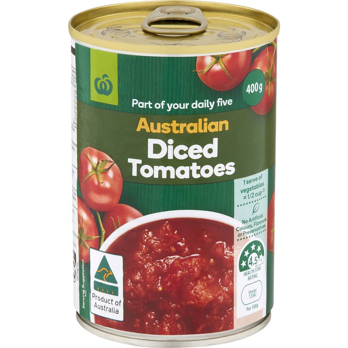 Calories in Woolworths Diced Tomatoes calcount