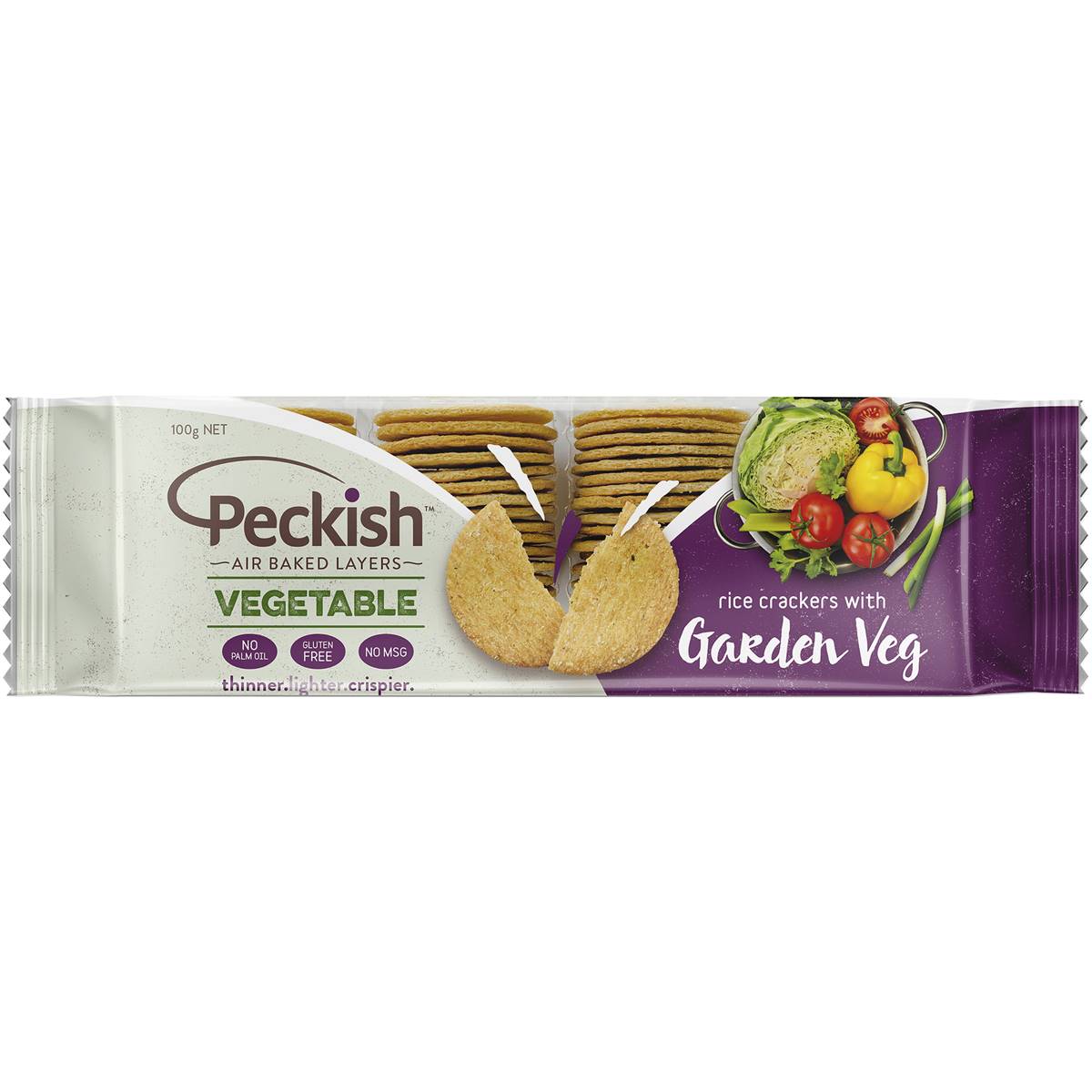 Calories in Peckish Garden Veg Rice Crackers calcount