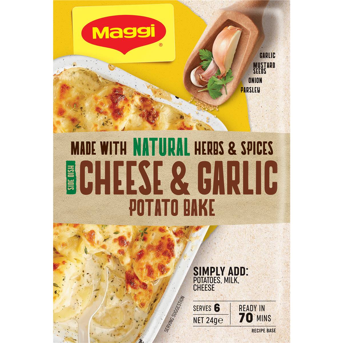 Calories in Maggi Side Dish Creamy Cheese Garlic Potato Bake calcount