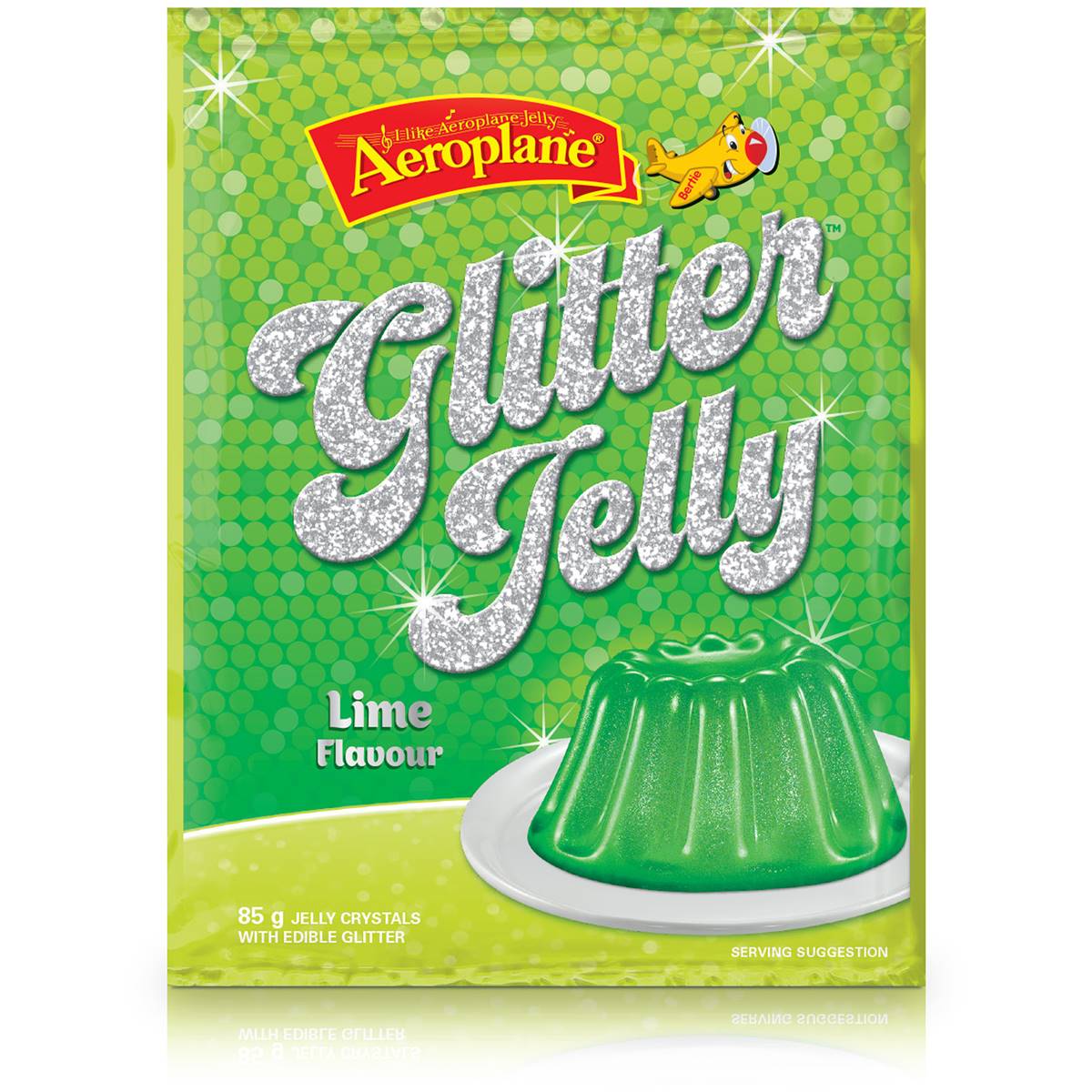 Aeroplane Glitter Jelly Lime 85g Woolworths