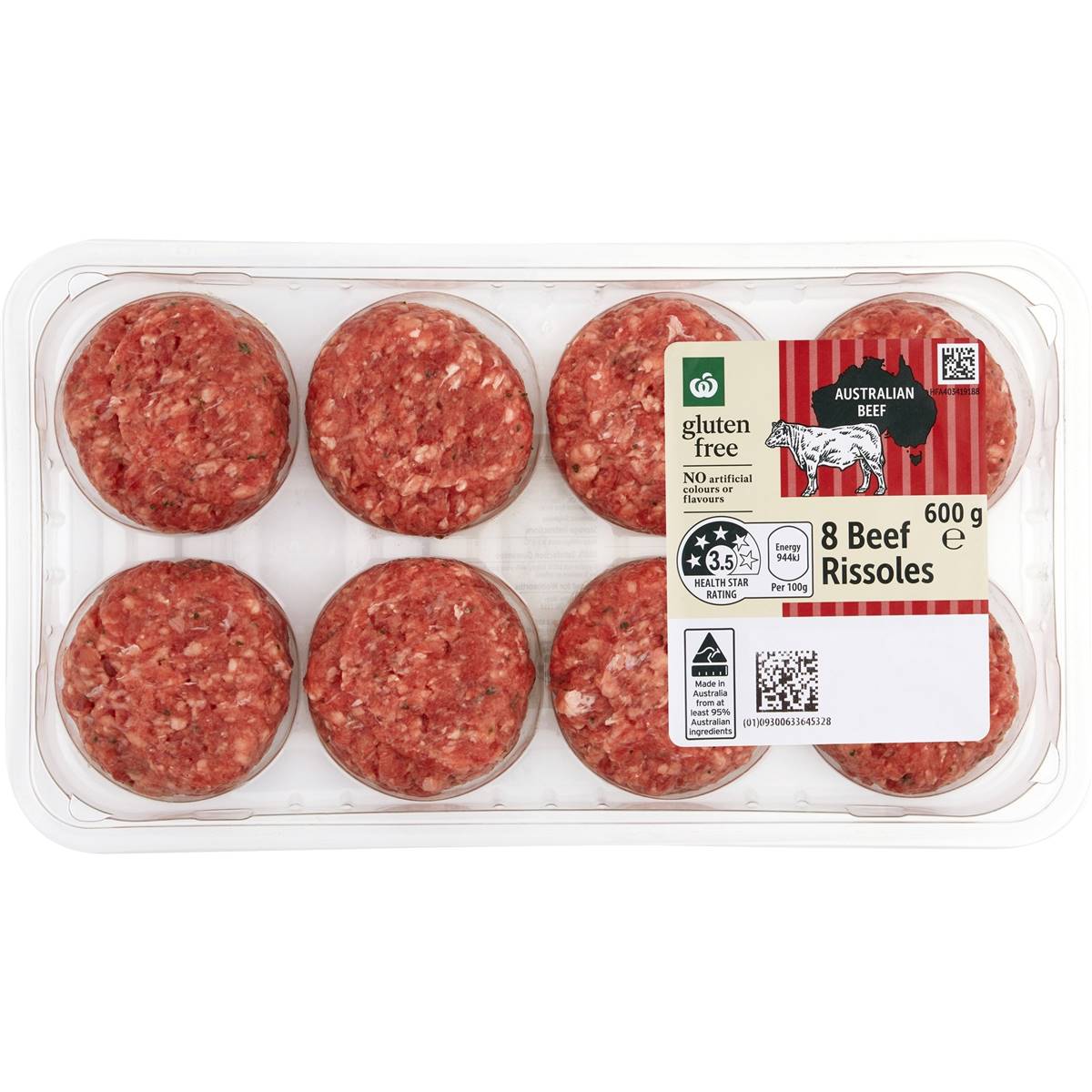 Calories in Woolworths Homestyle Beef Rissoles