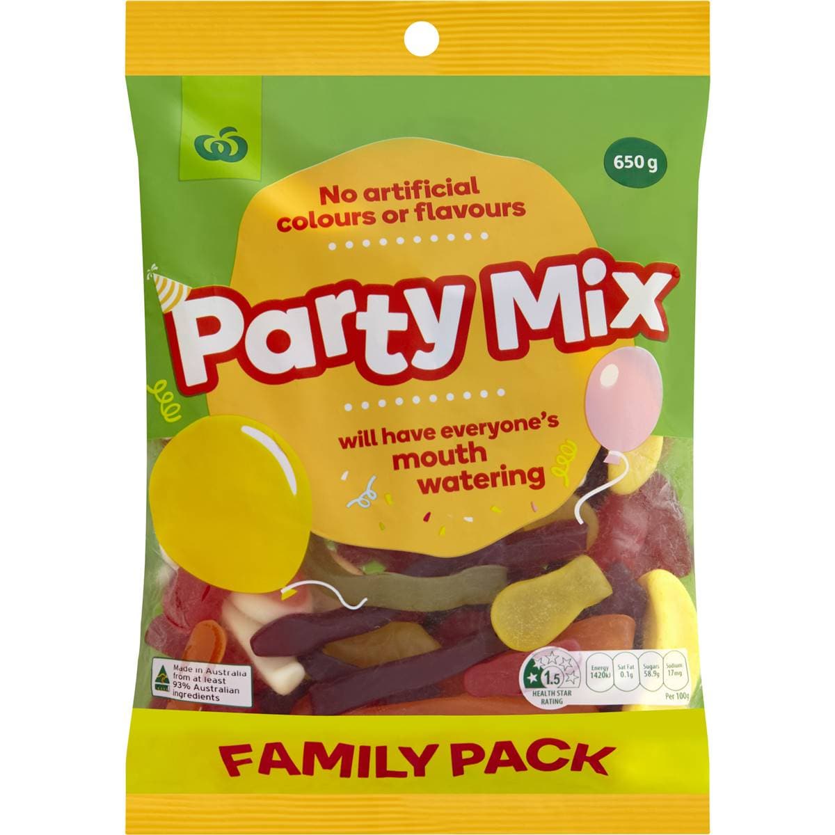 Calories in Woolworths Lolly Party Mix calcount