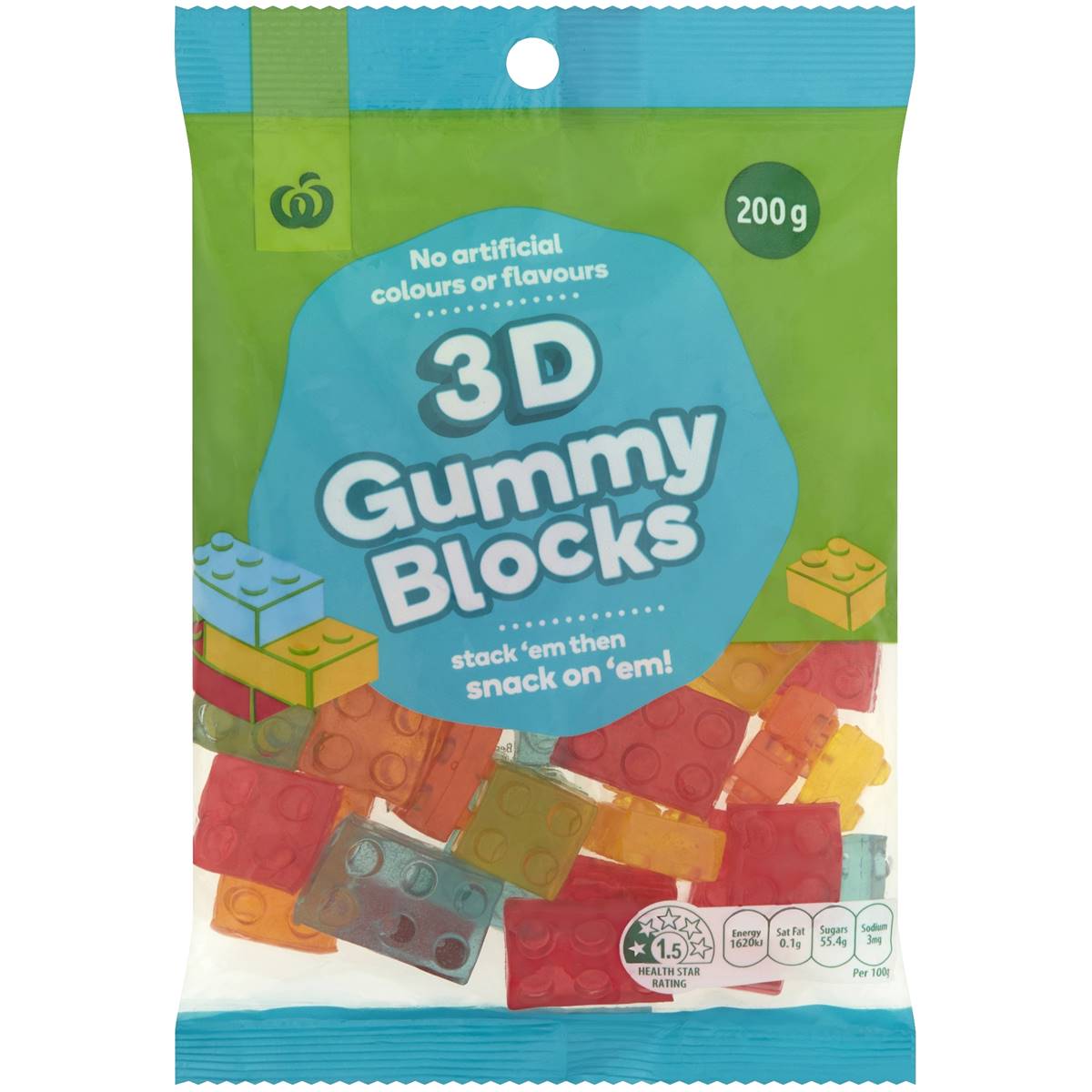 Calories in Woolworths 3d Gummy Blocks