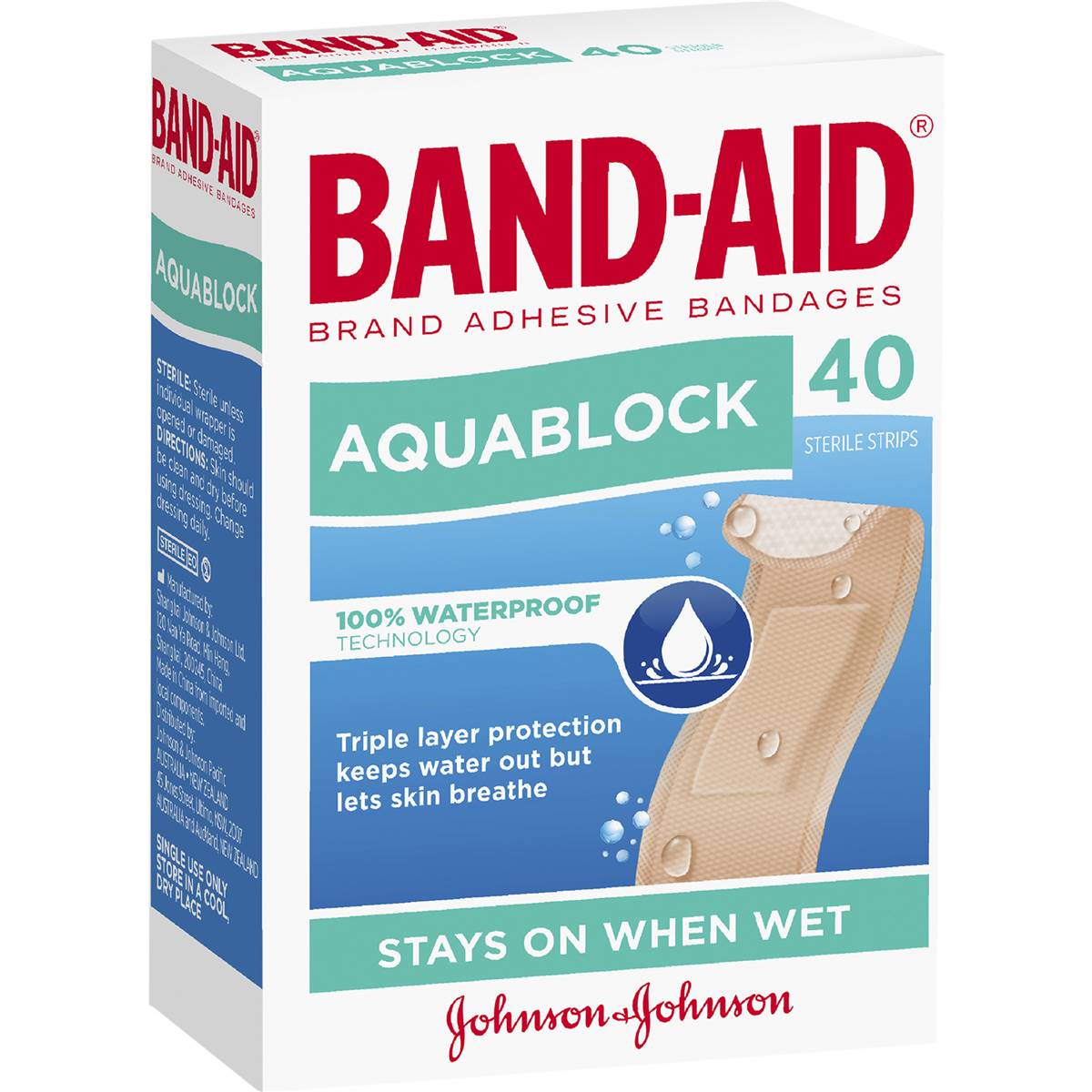 Band-Aid Waterproof Aquablock Sterile Strips 40 pack