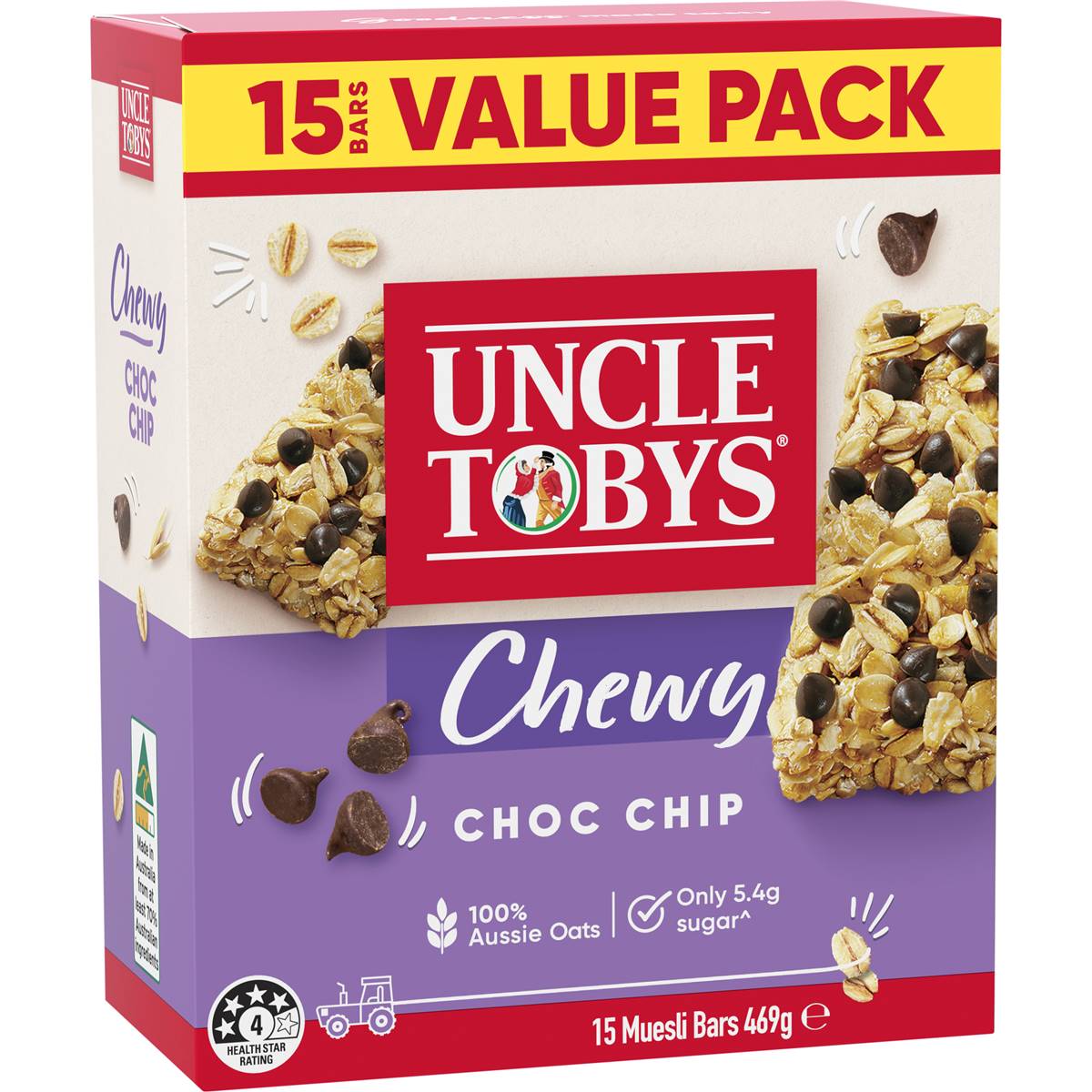 Calories in Uncle Tobys Muesli Bars Choc Chip