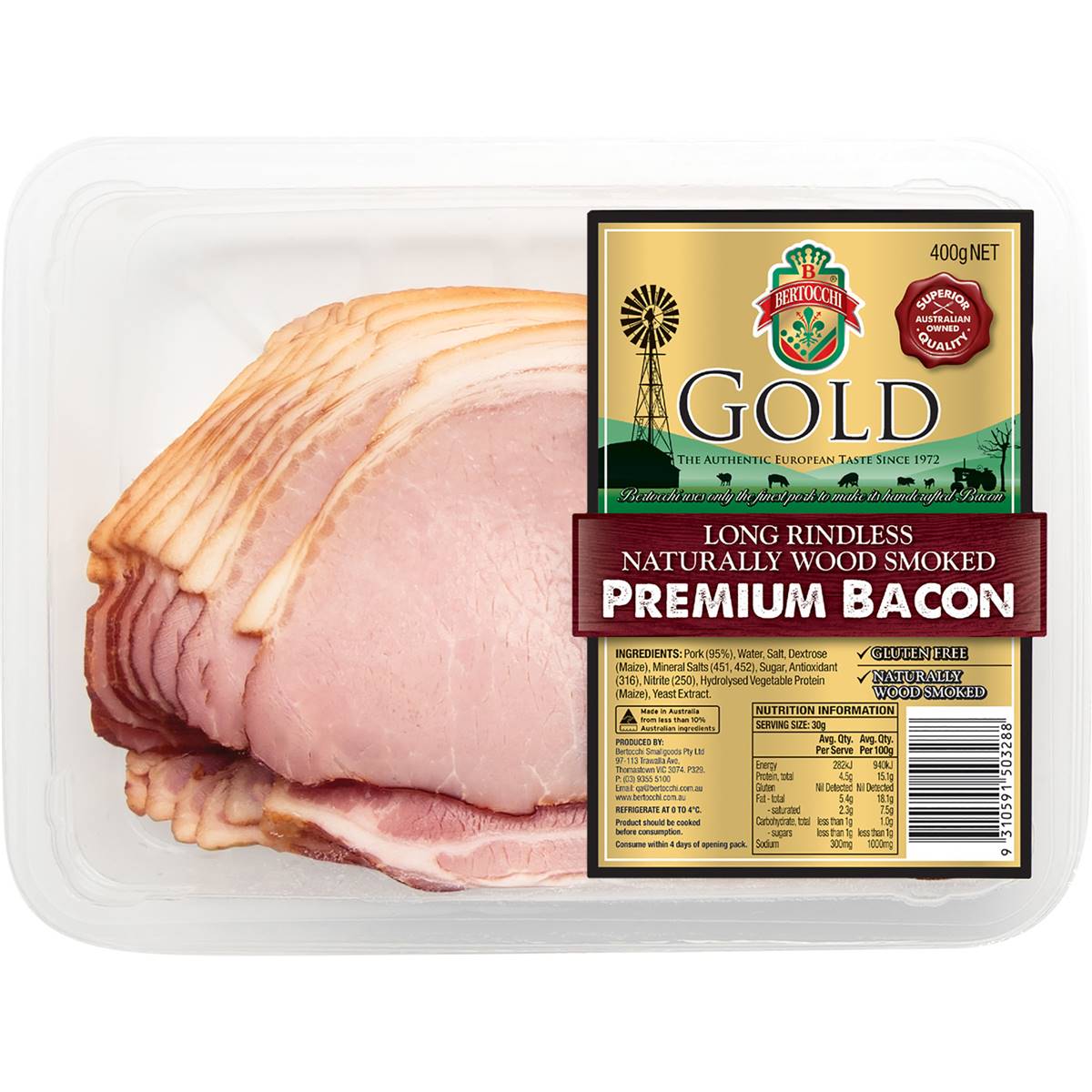 Bertocchi Gold Long Rindless Premium Bacon