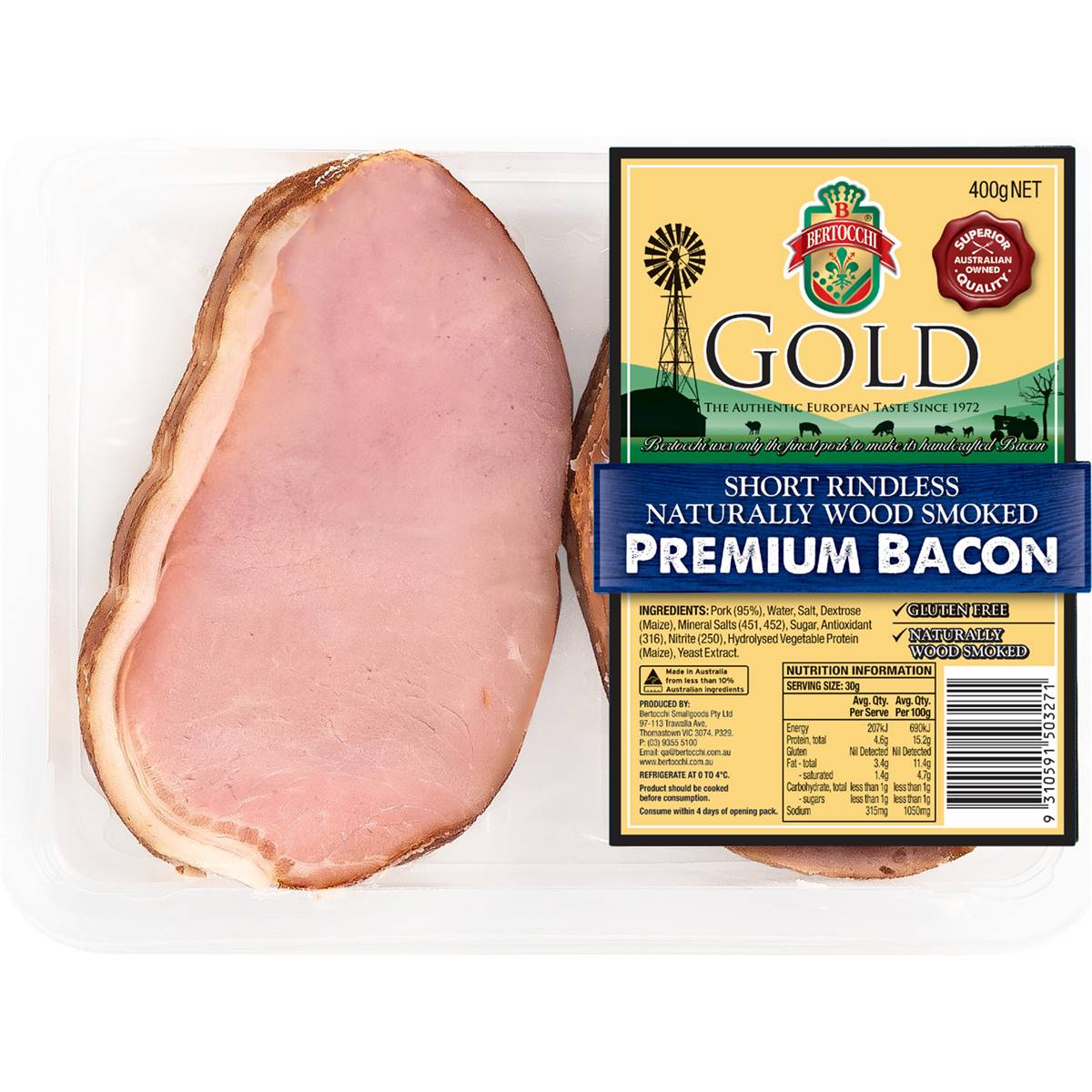 Bertocchi Gold Short Rindless Premium Bacon