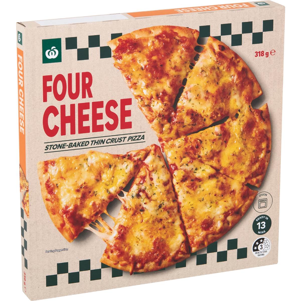 Woolworths Stone Baked Thin Crust Pizza Four Cheese