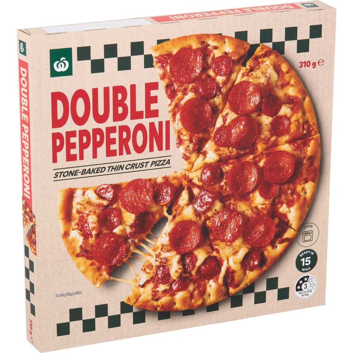 Woolworths Double Pepperoni Stone-Baked Thin Crust Pizza