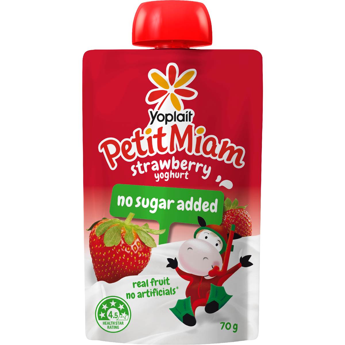 Yoplait Petit Miam Kids Yoghurt Pouch Strawberry No Sugar Added 70g