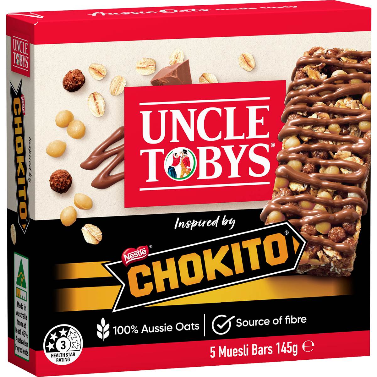 Uncle Tobys Muesli Bar Chokito 5 Pack 145g
