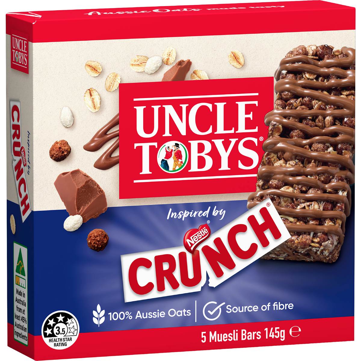 Uncle Tobys Muesli Bar Crunch 5 Pack 145g