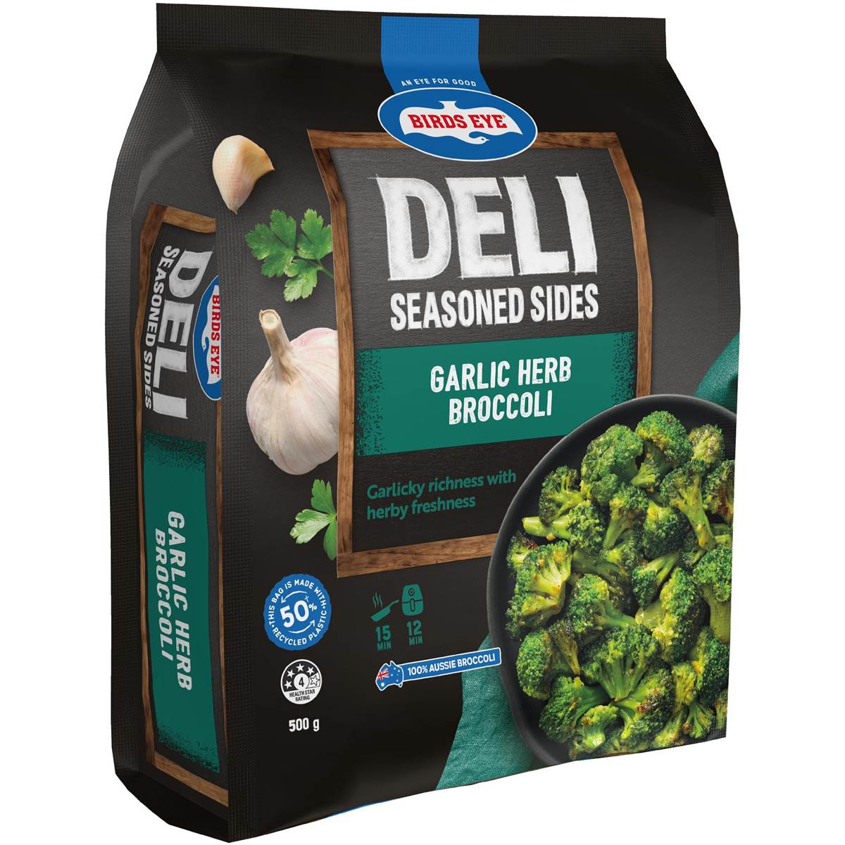 Birds Eye Deli Frozen Seasoned Sides Garlic Herb Broccoli 500g