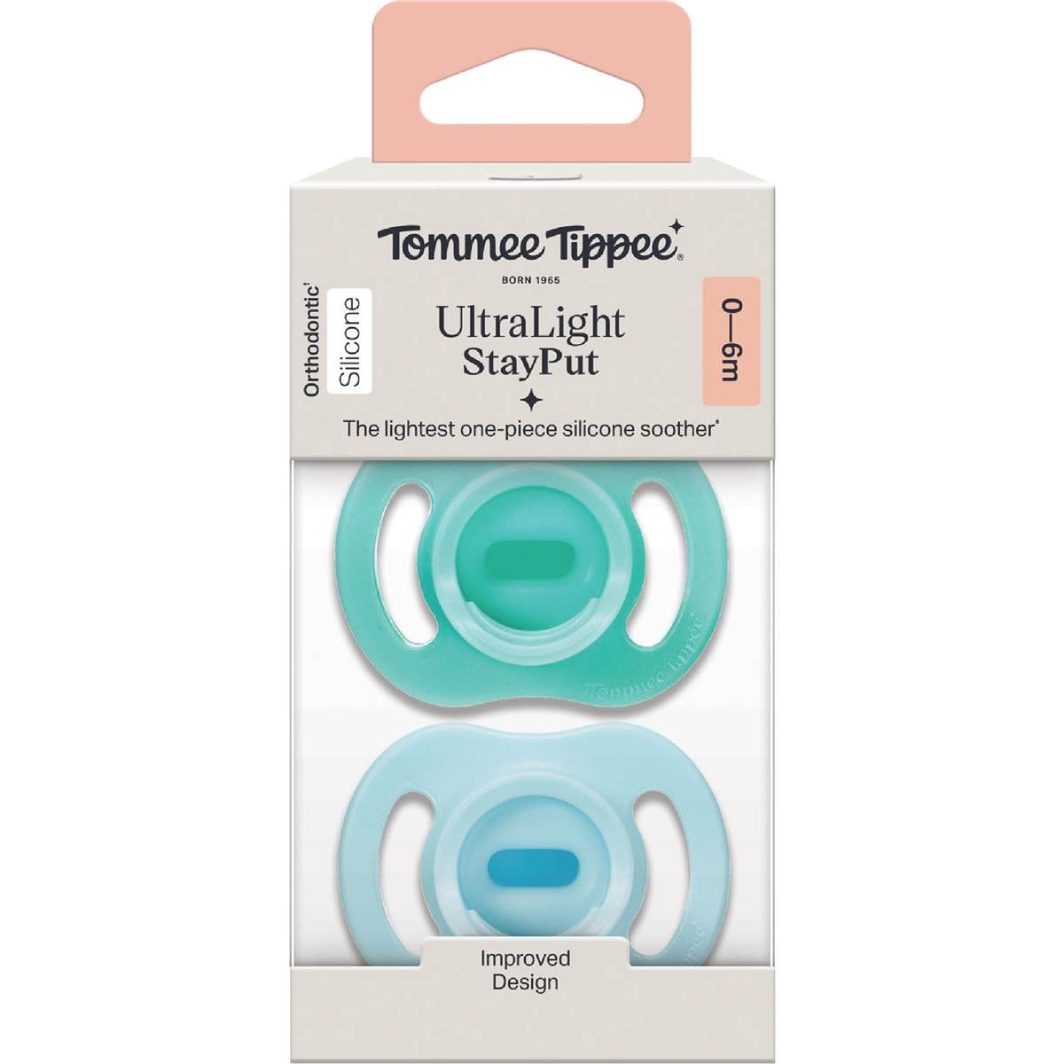 Tommee Tippee Ultra Light Silicone Soother 0-6M Assorted 2 pack