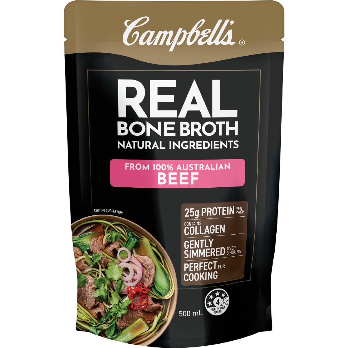 Campbell's Real Bone Broth Beef Pouch 500mL