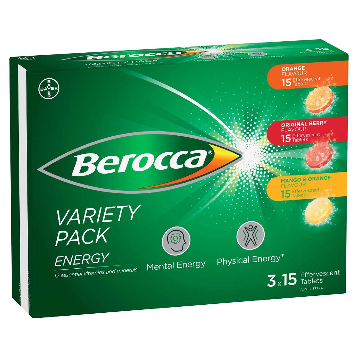 Berocca Energy Effervescent Variety Tablets 45 pack