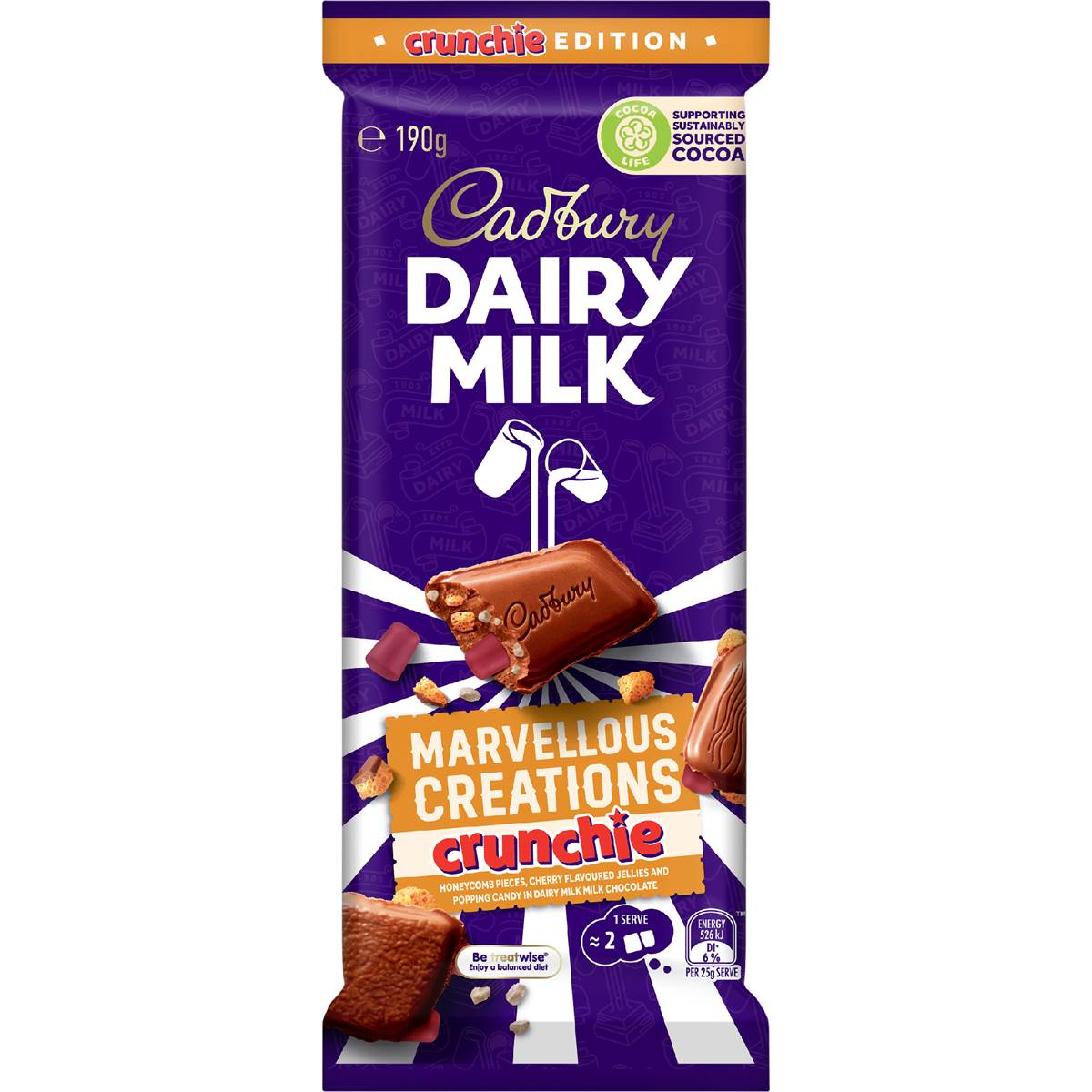Cadbury Dairy Milk Marvellous Creation Crunchie Chocolate Block 190g