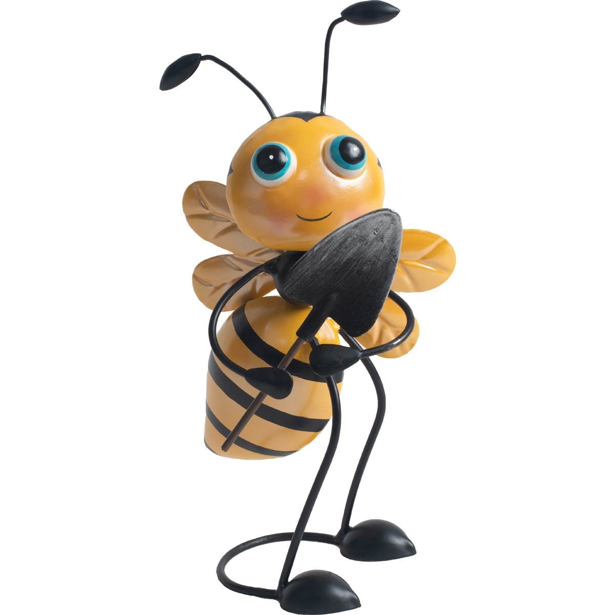 Green Gardener Metal Bee With Spade With Spade
