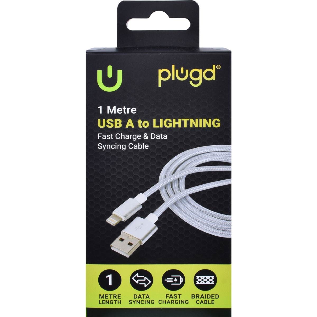 Plugd USB A To Lightning Cable 1m
