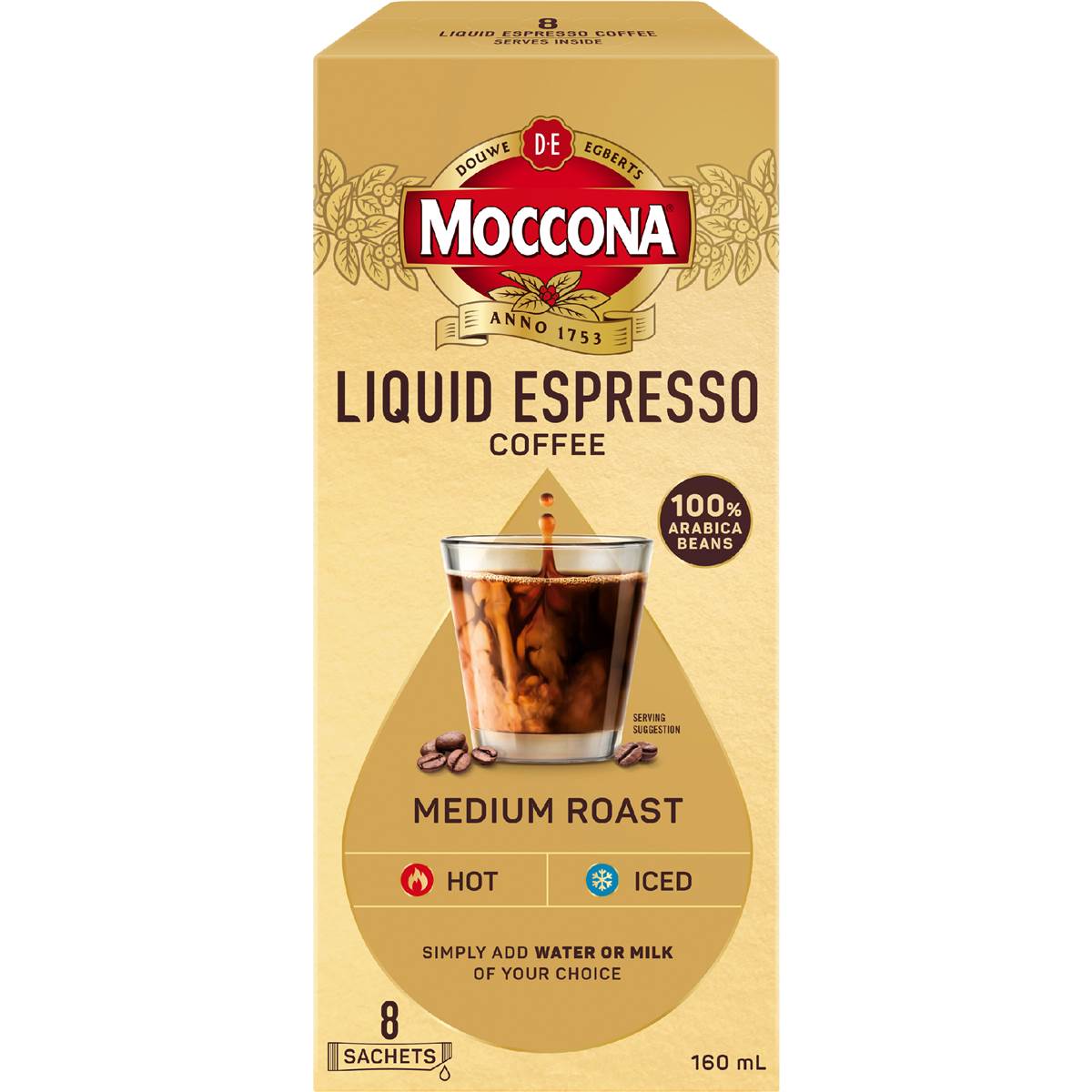 Moccona Liquid Coffee Concentrate Sachets Espresso Medium Roast 8 pack